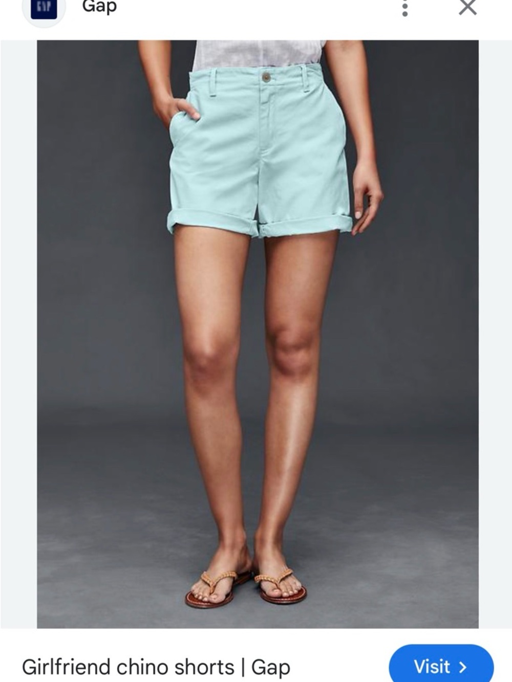 GAP Rolled-Hem Girlfriend Chino Shorts in Light Aqua